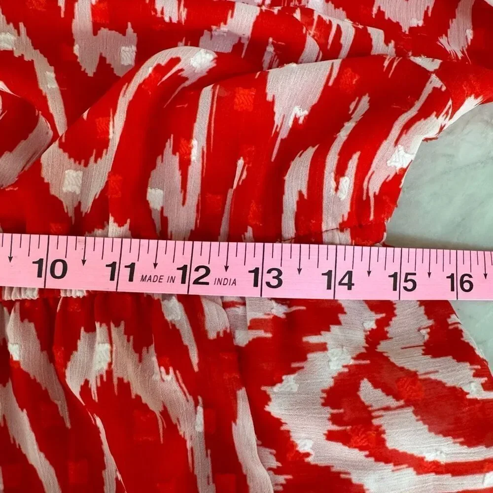 Anthropologie Dolan Women's Julia Clip Dot Jacquard Chiffon Dress Red Tiger Sz L - Picture 8 of 9